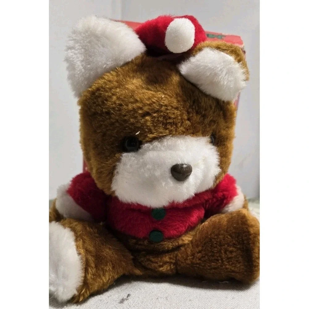 Vintage 1980's musical santa bear Plays 3 Songs & Wiggles‎ Nose /Ears